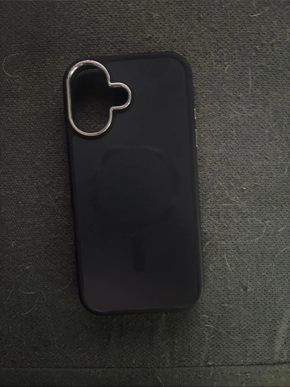 MagSafe-Compatible Black Phone Case with Chrome Camera Accent